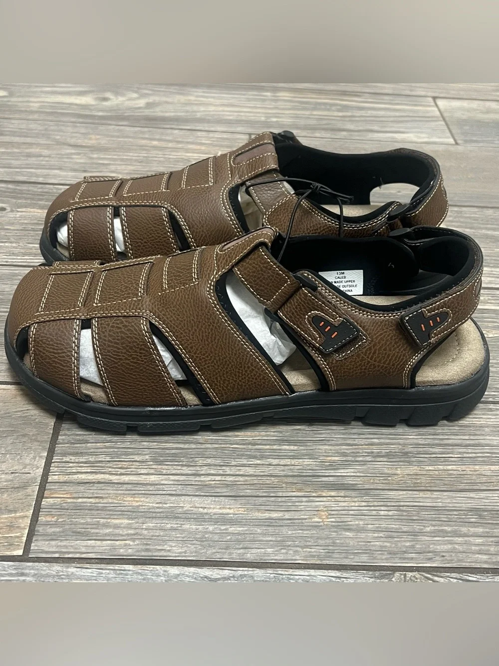 WEATHERPROOF VINTAGE Mens Brown Fisherman Caleb Round Toe Sandals Shoes 13 M